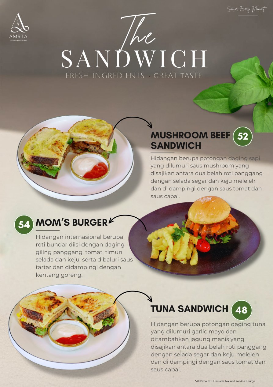 AMRTA Menu - Sandwich