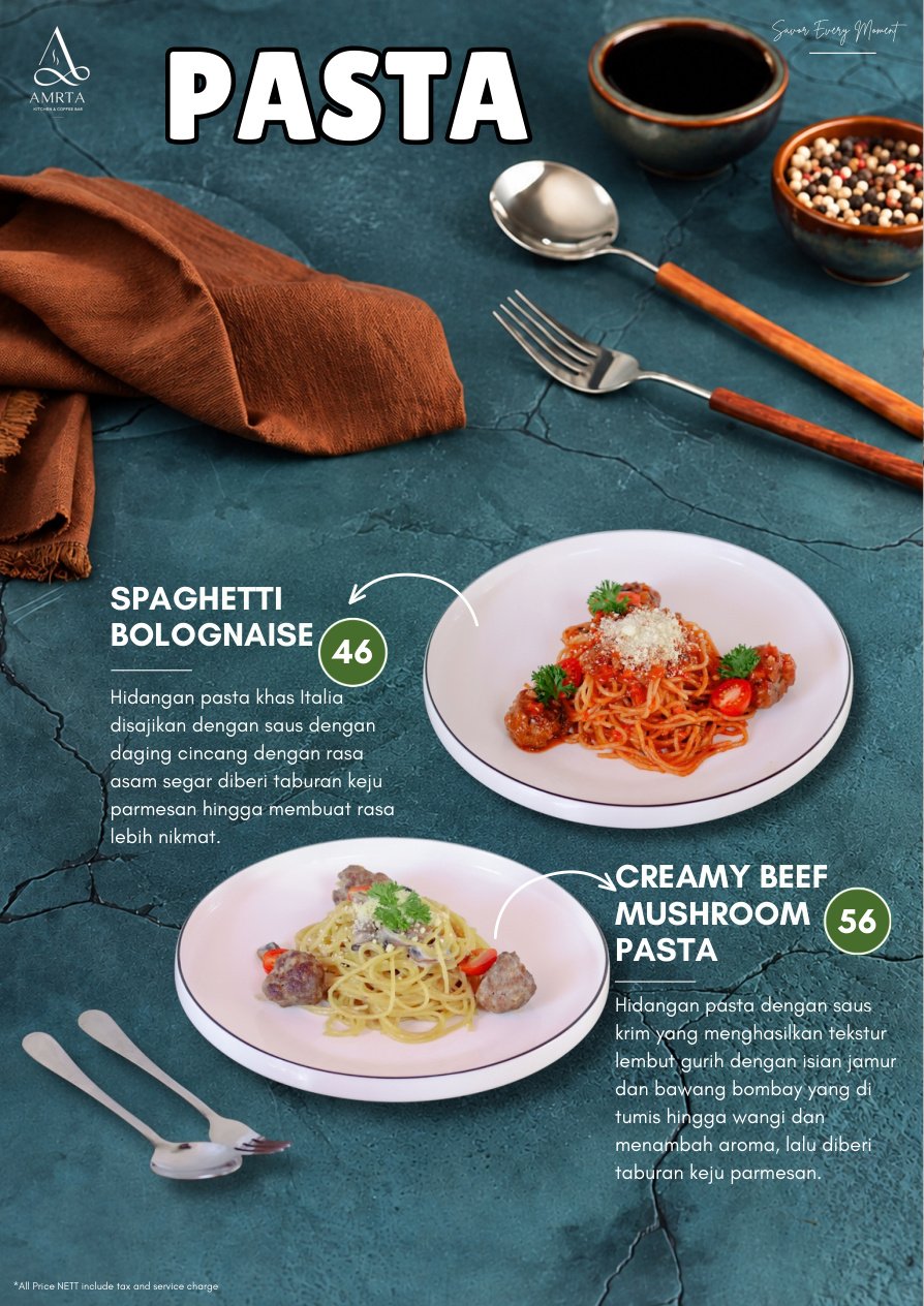 AMRTA Menu - Pasta