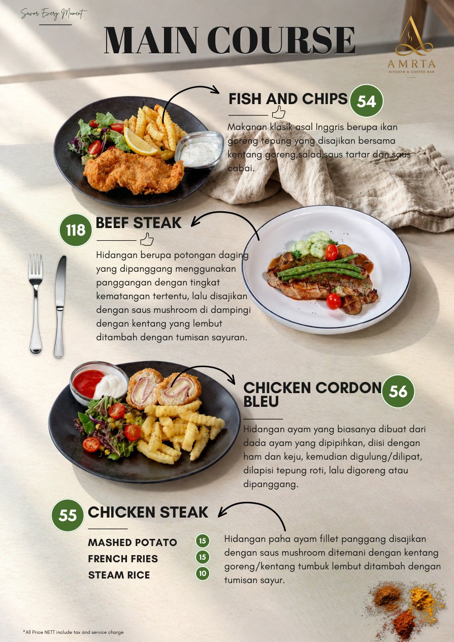 AMRTA Menu - Main Course