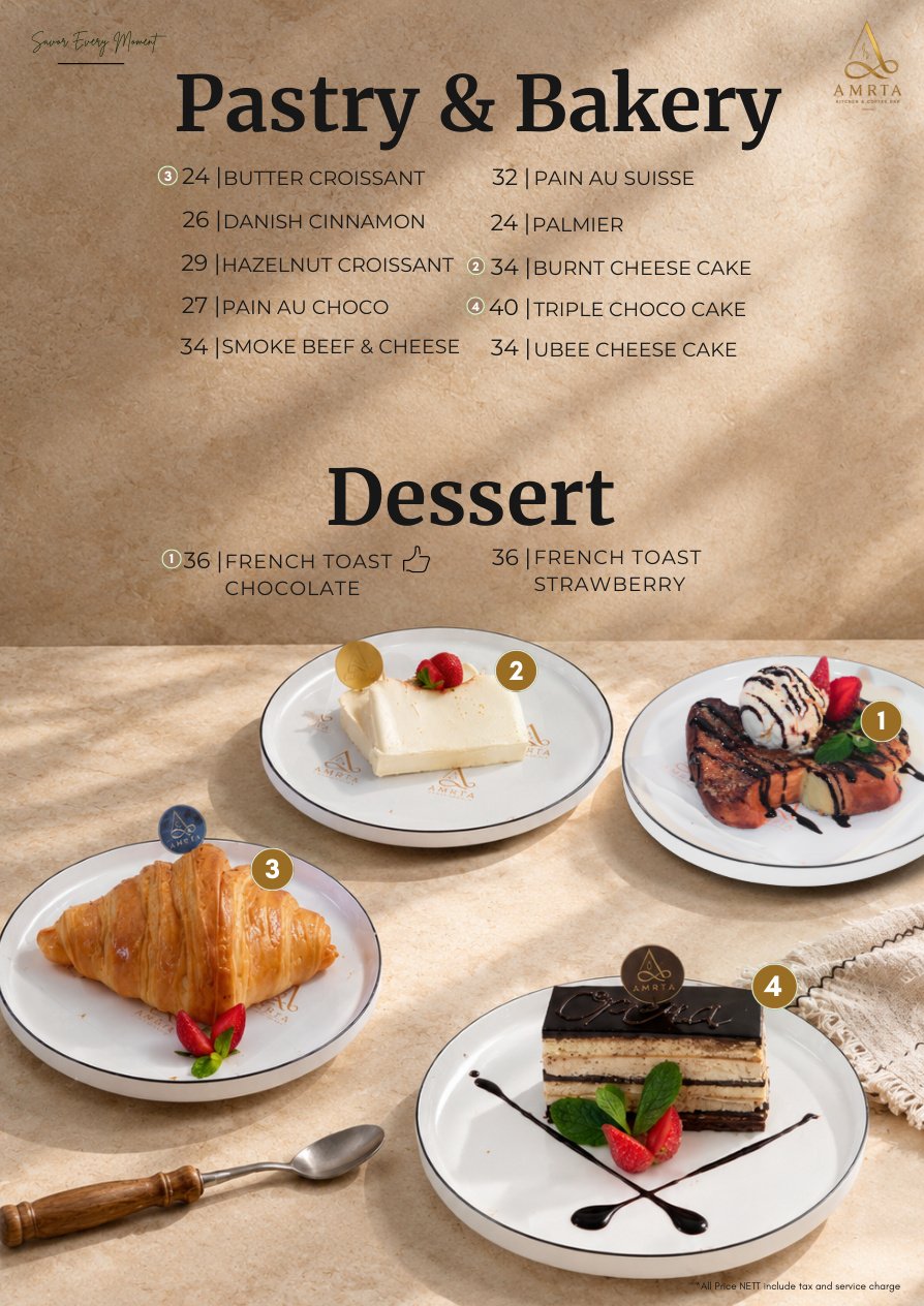 AMRTA Menu - Pastry & Bakery and Dessert