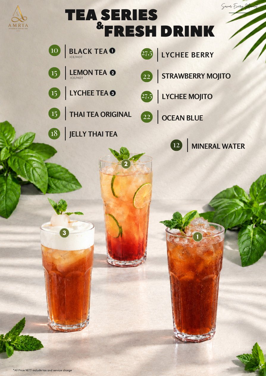 AMRTA Menu - Tea Series & Fresh Drink