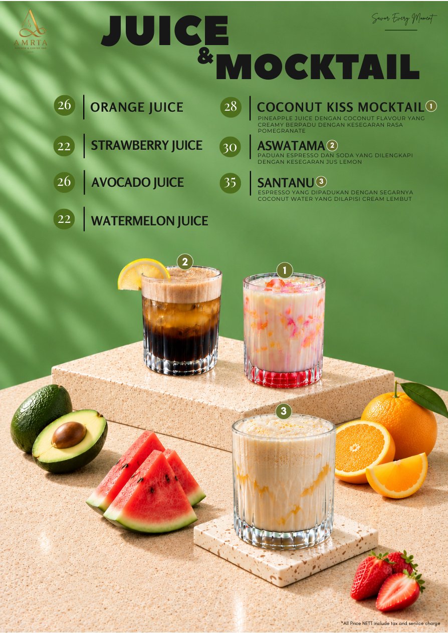 AMRTA Menu - Juice & Mocktail