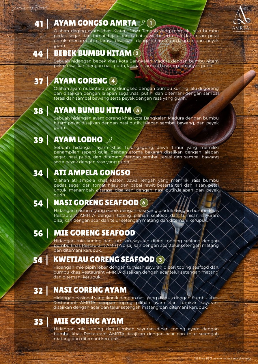 AMRTA Menu - Nusantara 4